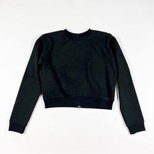 The Set Active Crew Neck Long Sleeve Pullover Zipper Back Detail Sweater Black S